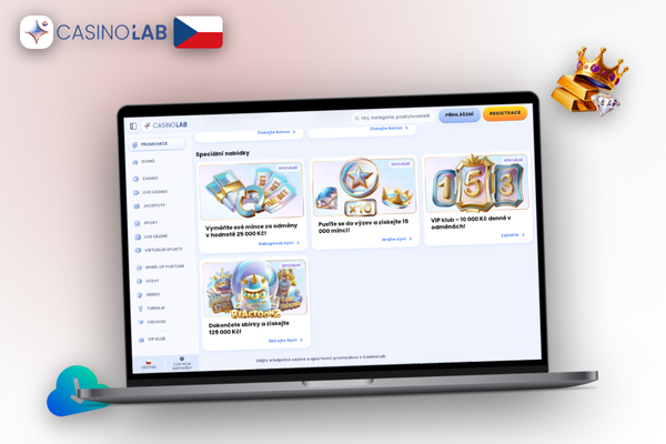 Uvítací bonus Lab Casino s 200 free spiny na notebooku