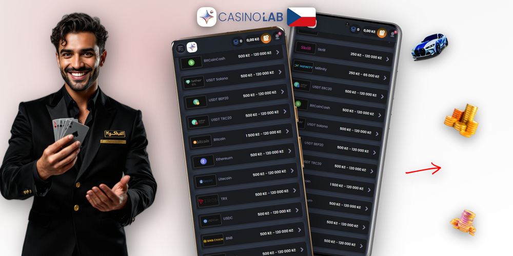 Obrazovka pokladny Lab Casino s otevřenou záložkou výběru a tlačítkem Potvrdit